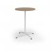 Loft circular poseur table 800 dia white frame kendal oak top LTPC8-WH-KO
