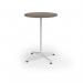 Loft circular poseur table 800 dia white frame nebraska oak top LTPC8-WH-NO