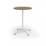 Loft circular poseur table 800 dia white frame oak top LTPC8-WH-O