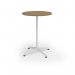 Loft circular poseur table 800 dia white frame oak top LTPC8-WH-O