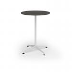 Loft circular poseur table 800 dia white frame onyx grey top LTPC8-WH-OG
