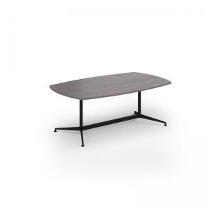 Loft barrel table 2000w x 1200d black frame and grey oak top