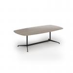 Loft barrel table 2400w x 1200d black frame and nebraska oak top LTW2412-K-NO