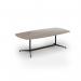 Loft barrel table 2400w x 1200d black frame and nebraska oak top LTW2412-K-NO