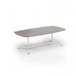 Loft barrel table 2400w x 1200d white frame and grey oak top LTW2412-WH-GO