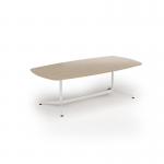 Loft barrel table 2400w x 1200d white frame and kendal oak top LTW2412-WH-KO