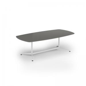 Loft barrel table 2400w x 1200d white frame and onyx grey top