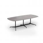 Loft barrel table 2600w x 1200d black frame and grey oak top LTW2612-K-GO