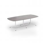 Loft barrel table 2600w x 1200d white frame and grey oak top LTW2612-WH-GO