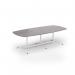 Loft barrel table 2600w x 1200d white frame and grey oak top LTW2612-WH-GO