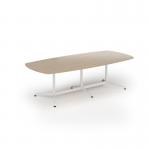 Loft barrel table 2600w x 1200d white frame and kendal oak top LTW2612-WH-KO