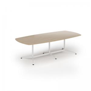 Loft barrel table 2600w x 1200d white frame and kendal oak top