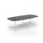 Loft barrel table 2600w x 1200d white frame and onyx grey top LTW2612-WH-OG