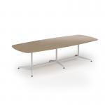 Loft barrel table 3000w x 1200d white frame and kendal oak top LTW3012-WH-KO