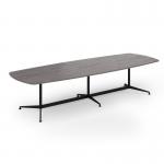 Loft barrel table 3400w x 1200d black frame and grey oak top LTW3412-K-GO