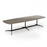Loft barrel table 3400w x 1200d black frame and nebraska oak top LTW3412-K-NO