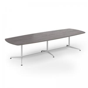 Loft barrel table 3400w x 1200d white frame and grey oak top