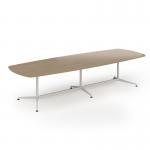 Loft barrel table 3400w x 1200d white frame and kendal oak top LTW3412-WH-KO