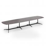 Loft barrel table 4600w x 1200d black frame and grey oak top LTW4612-K-GO