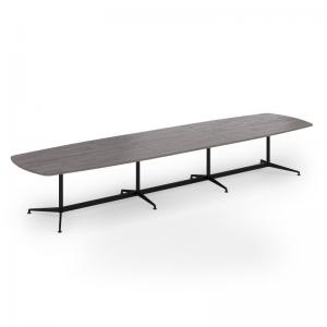 Loft barrel table 4600w x 1200d black frame and grey oak top
