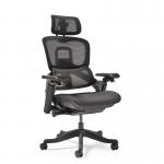 Lyra fully ergonomic task chair with adjustable arms and integrated head rest in black LYR3000T1-K