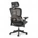 Lyra fully ergonomic task chair with adjustable arms and integrated head rest in black LYR3000T1-K