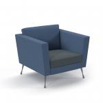 Lyric reception chair single seater with metal legs 900mm wide - elapse grey seat and arms with range blue back LYR50001-ML-EG-RB