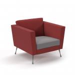 Lyric reception chair single seater with metal legs 900mm wide - forecast grey seat and arms with extent red back LYR50001-ML-FG-ER