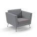 Lyric reception chair single seater with metal legs 900mm wide - forecast grey seat and arms with late grey back