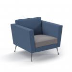 Lyric reception chair single seater with metal legs 900mm wide - forecast grey seat and arms with range blue back LYR50001-ML-FG-RB