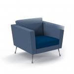 Lyric reception chair single seater with metal legs 900mm wide - maturity blue seat and arms with range blue back LYR50001-ML-MB-RB