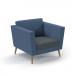 Lyric reception chair single seater with wooden legs 900mm wide - elapse grey seat and arms with range blue back