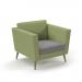 Lyric reception chair single seater with wooden legs 900mm wide - forecast grey seat and arms with endurance green back