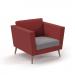 Lyric reception chair single seater with wooden legs 900mm wide - forecast grey seat and arms with extent red back