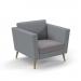 Lyric reception chair single seater with wooden legs 900mm wide - forecast grey seat and arms with late grey back