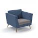 Lyric reception chair single seater with wooden legs 900mm wide - forecast grey seat and arms with range blue back