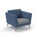 Lyric reception chair single seater with wooden legs 900mm wide - late grey seat and arms with range blue back