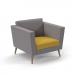 Lyric reception chair single seater with wooden legs 900mm wide - lifetime yellow seat and arms with forecast grey back