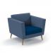 Lyric reception chair single seater with wooden legs 900mm wide - maturity blue seat and arms with range blue back