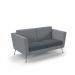 Lyric reception chair two seater with metal legs 1450mm wide - elapse grey seat and arms with late grey back