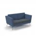Lyric reception chair two seater with metal legs 1450mm wide - elapse grey seat and arms with range blue back
