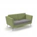 Lyric reception chair two seater with metal legs 1450mm wide - forecast grey seat and arms with endurance green back