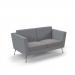 Lyric reception chair two seater with metal legs 1450mm wide - forecast grey seat and arms with late grey back