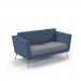 Lyric reception chair two seater with metal legs 1450mm wide - late grey seat and arms with range blue back
