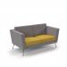 Lyric reception chair two seater with metal legs 1450mm wide - lifetime yellow seat and arms with forecast grey back