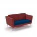Lyric reception chair two seater with metal legs 1450mm wide - maturity blue seat and arms with extent red back