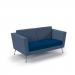 Lyric reception chair two seater with metal legs 1450mm wide - maturity blue seat and arms with range blue back