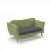 Lyric reception chair two seater with wooden legs 1450mm wide - elapse grey seat and arms with endurance green back