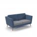 Lyric reception chair two seater with wooden legs 1450mm wide - late grey seat and arms with range blue back