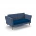Lyric reception chair two seater with wooden legs 1450mm wide - maturity blue seat and arms with range blue back